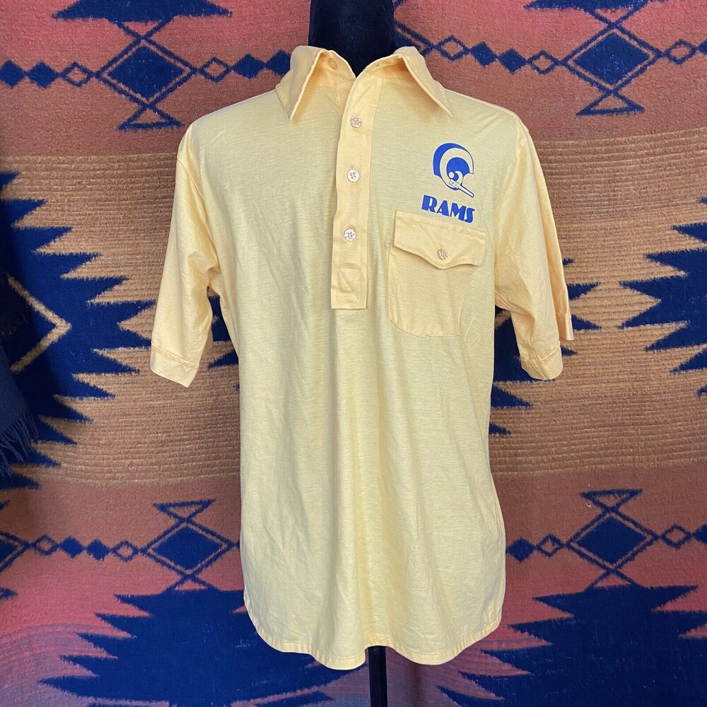 Vintage 70’s Sportwear Rams Polo Collar Shirt. 1/4 Button Up. Pointed Collar. M